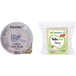 Pasta Vegetala Tartinabila din Linte Rosie 100g + Tofu Natur Sterilizat 200g SANOVITA