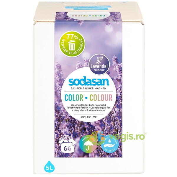 Detergent Lichid pentru Rufe Colorate cu Lavanda Bag-in-Box 5L, SODASAN, Detergenti de Rufe, 1, Vegis.ro