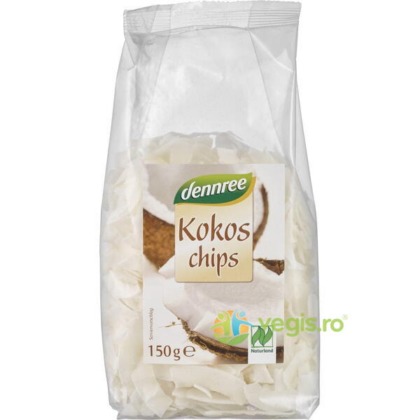 Chipsuri de Cocos Ecologice/Bio 150g, DENNREE, Produse din Nuca de Cocos, 1, Vegis.ro