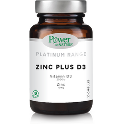 Zinc Plus D3 ( Zinc 15mg  + Vitamina D3 2000IU) Platinum 30tb POWER OF NATURE