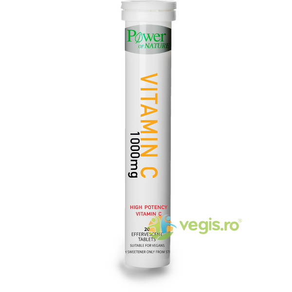 Vitamina C 1000mg 20tb efervescente, POWER OF NATURE, Vitamina C, 1, Vegis.ro