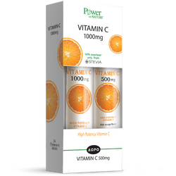 Pachet Vitamina C 1000mg 24tb efervescente + Vitamina C 500mg 20tb efervescente POWER OF NATURE