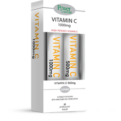 Pachet Vitamina C 1000mg 20tb efervescente + Vitamina C 500mg 20tb efervescente POWER OF NATURE