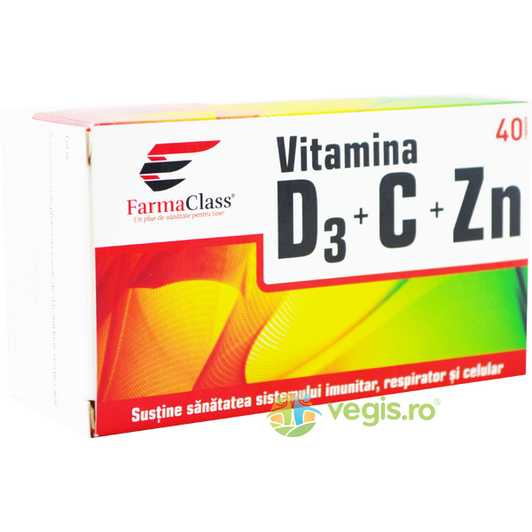 Vitamina D3 + C + Zinc 40cps, FARMACLASS, Capsule, Comprimate, 1, Vegis.ro