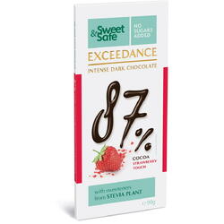 Ciocolata Intens Amaruie 87% cu Capsuni si Indulcitor Stevie Sweet&Safe 90g SLY NUTRITIA