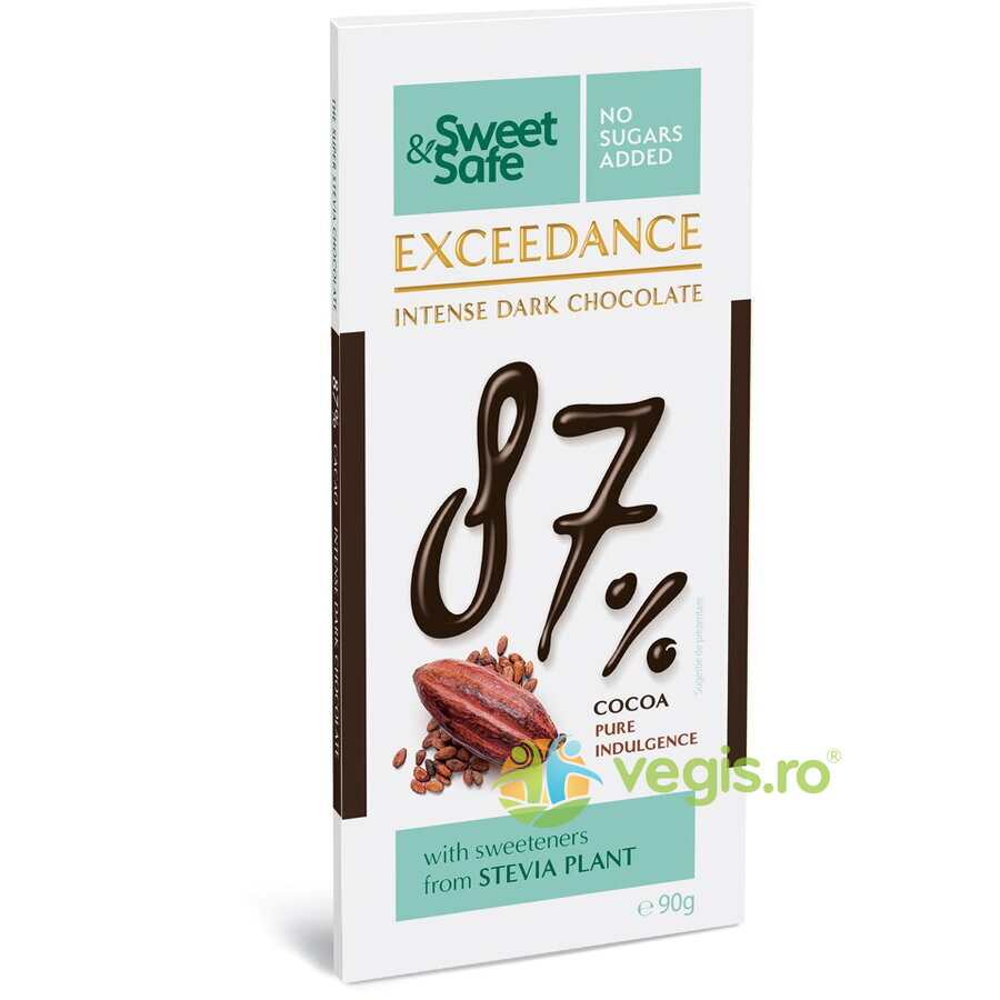 Ciocolata Intens Amaruie 87% cu Indulcitor Stevie Sweet&Safe 90g (Indulcitor Ciocolata