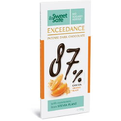 Ciocolata Intens Amaruie 87% cu Portocala si Indulcitor Stevie Sweet&Safe 90g SLY NUTRITIA