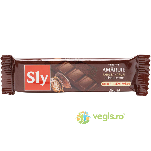 Tableta Amaruie fara Zahar Adaugat Sly 25g, SLY NUTRITIA, Ciocolata, 1, Vegis.ro