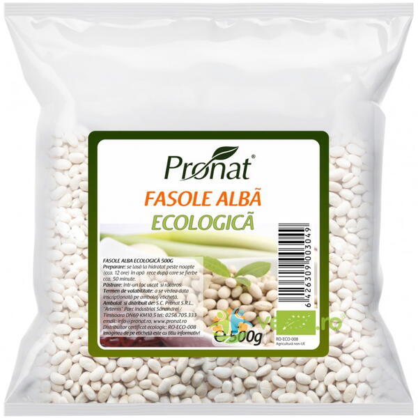 Fasole Alba Ecologica/Bio 500g, PRONAT, Leguminoase, 1, Vegis.ro