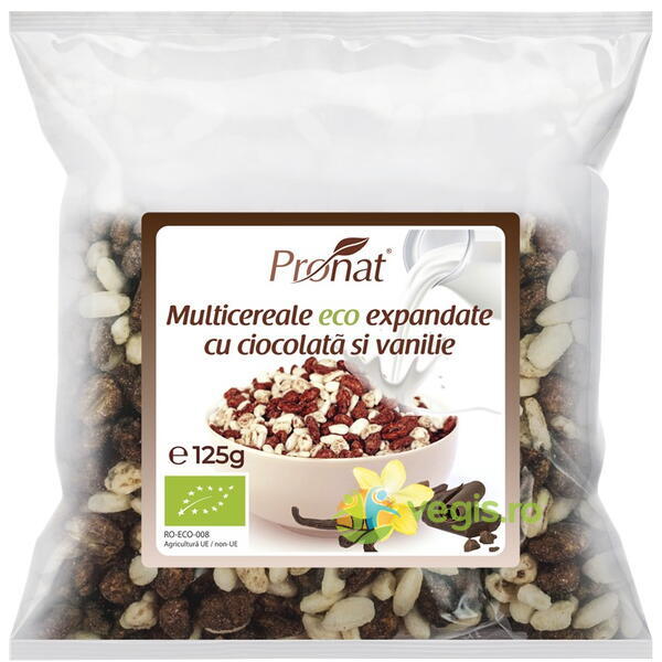 Pufarine din Multicereale cu Ciocolata si Vanilie Ecologice/Bio 125g, PRONAT, Dulciuri & Indulcitori Naturali, 1, Vegis.ro