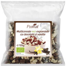 Pufarine din Multicereale cu Ciocolata si Vanilie Ecologice/Bio 125g PRONAT