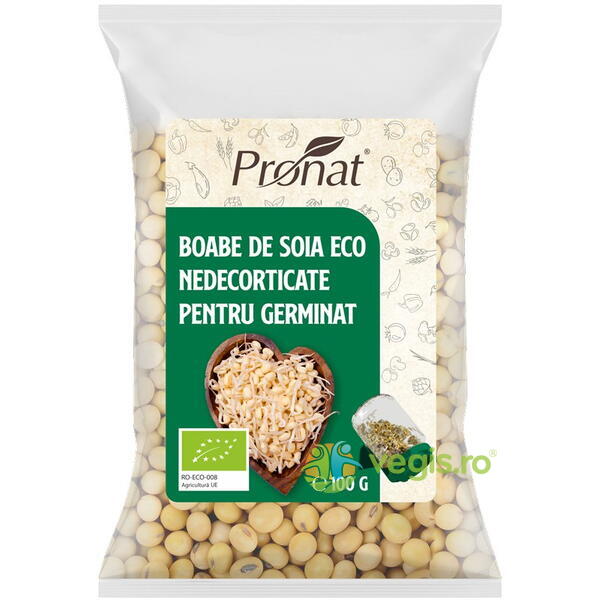 Boabe de Soia Nedecorticate pentru Germinat Ecologice/Bio 100g, PRONAT, Cereale boabe, 1, Vegis.ro