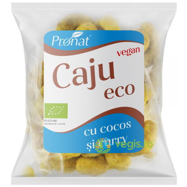 Caju Condimentat cu Aroma de Curry si Nuca de Cocos Ecologic/Bio 50g, PRONAT, Gustari, Saratele, 2, Vegis.ro