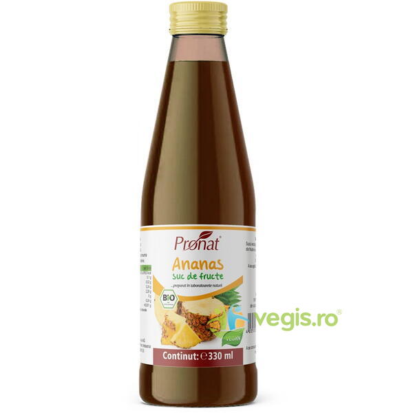 Suc de Ananas 100% Ecologic/Bio 330ml, PRONAT, Siropuri, Sucuri naturale, 1, Vegis.ro