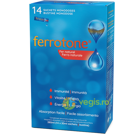 Ferrotone Original (Supliment cu Fier) 14 plicuri x 20ml, SPATONE, Capsule, Comprimate, 1, Vegis.ro
