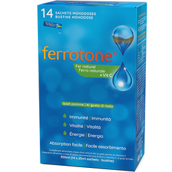 Ferrotone  Apple cu  Aroma de Mar, Fier si Vitamina C 14plicuri x 25ml SPATONE