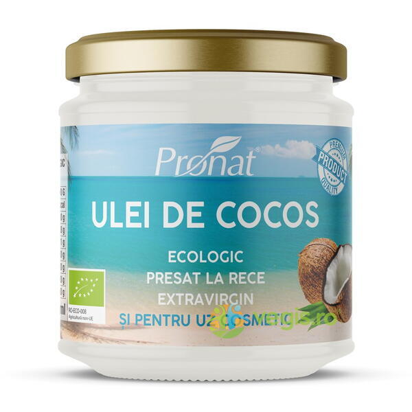 Ulei de Cocos Extravirgin Presat la Rece Ecologic/Bio 200ml, PRONAT, Uleiuri Naturale, 2, Vegis.ro
