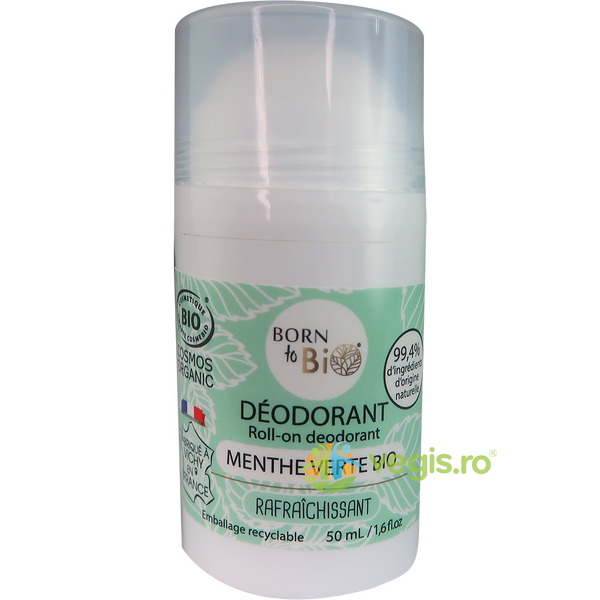 Deodorant Roll-On cu Menta Verde Ecologic/Bio 50ml, BORN TO BIO, Deodorante naturale, 1, Vegis.ro