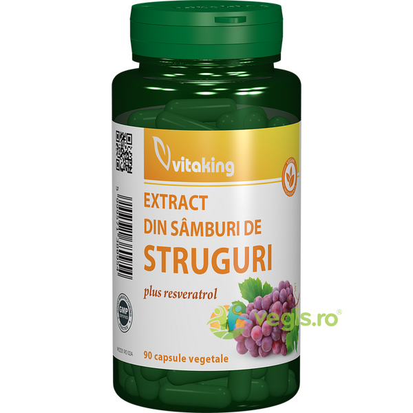 Extract Samburi de Struguri cu Resveratrol 90cps vegetale, VITAKING, Remedii Capsule, Comprimate, 1, Vegis.ro