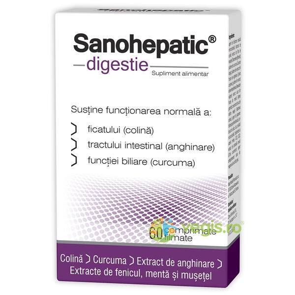 Sanohepatic Digestie 60cps filmate, ZDROVIT, Remedii Capsule, Comprimate, 1, Vegis.ro