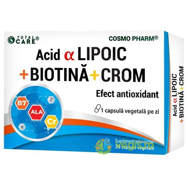 Acid Alfa Lipoic + Biotina + Crom 30cps, COSMOPHARM, Capsule, Comprimate, 3, Vegis.ro