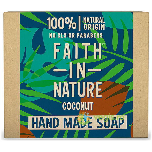 Sapun Natural Solid cu Cocos 100g, FAITH IN NATURE, Sapunuri, Gel dus, 1, Vegis.ro