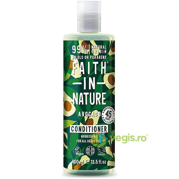 Balsam Natural Hidratant pentru Toate Tipurile de Par cu Avocado 400ml, FAITH IN NATURE, Cosmetice Par, 1, Vegis.ro