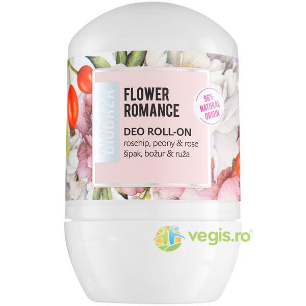 Deodorant Natural pentru Femei pe Baza de Plante cu Trandafir si Bujor Flower Romance 50ml, BIOBAZA, Deodorante naturale, 2, Vegis.ro