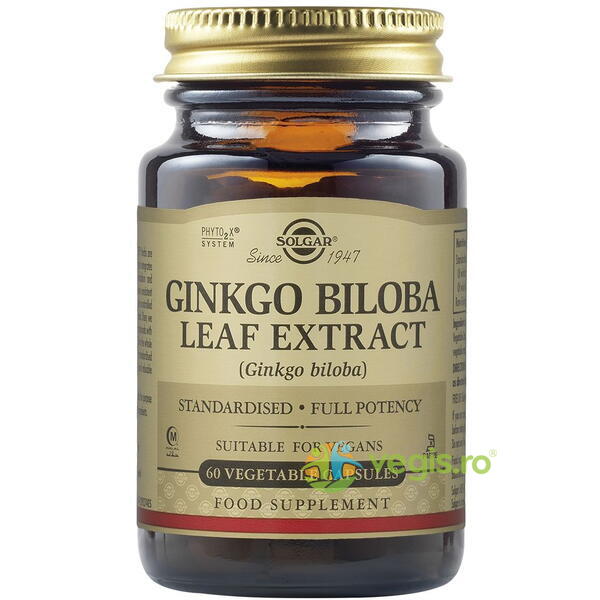 Ginkgo Biloba - Extract din Frunze 60cps, SOLGAR, Capsule, Comprimate, 1, Vegis.ro