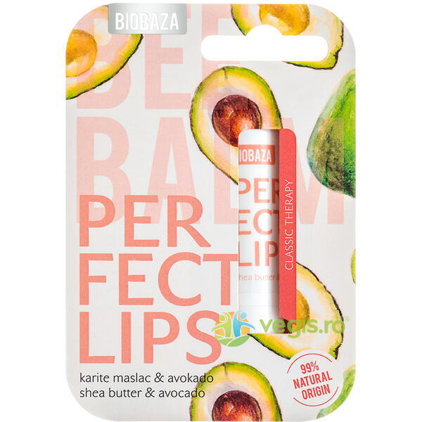 Balsam pentru Buze cu Unt de Shea si Avocado Perfect Lips 4.5g, BIOBAZA, Cosmetice ten, 2, Vegis.ro