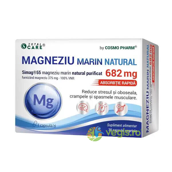 Magneziu Marin Natural Simag®55 682mg 30cps, COSMOPHARM, Remedii Capsule, Comprimate, 1, Vegis.ro