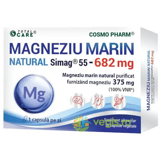 Magneziu Marin Natural Simag®55 682mg 30cps, COSMOPHARM, Remedii Capsule, Comprimate, 1, Vegis.ro