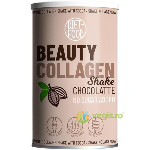 Beauty Colagen Shake cu Ciocolata fara Zahar 300g, DIET FOOD, Pulberi & Pudre, 3, Vegis.ro