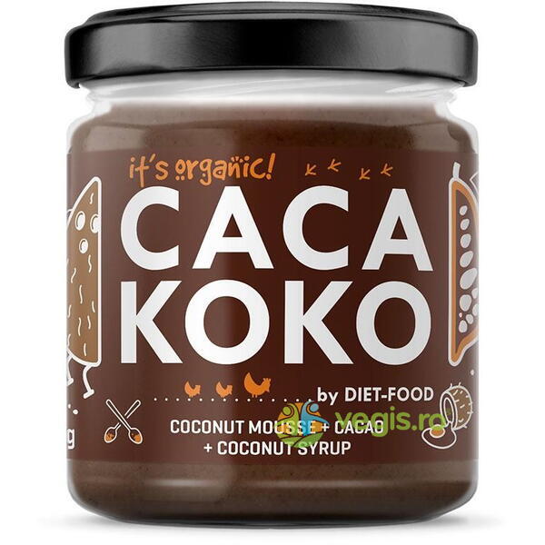 Crema de Cocos cu Cacao Ecologica/Bio 200g, DIET FOOD, Produse din Nuca de Cocos, 1, Vegis.ro