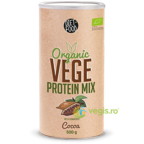 Mix de Proteine cu Cacao Ecologic/Bio 500g, DIET FOOD, Pulberi & Pudre, 3, Vegis.ro