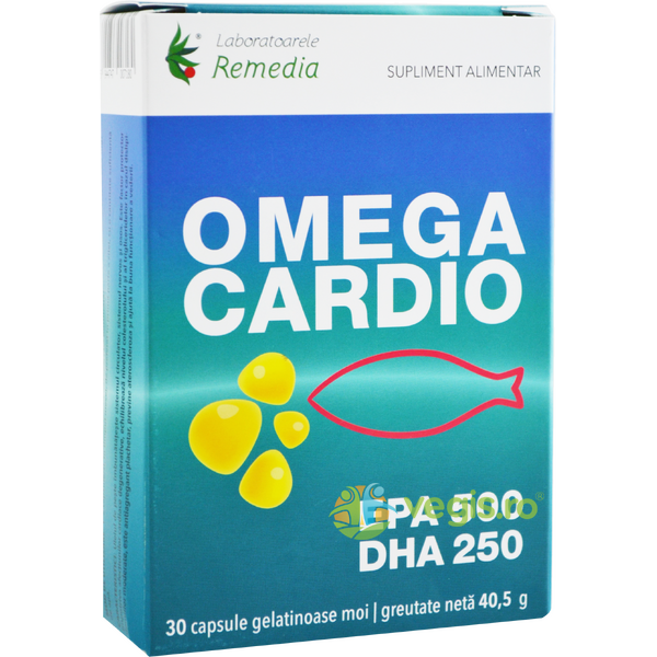 Omega Cardio EPA 500mg DHA 250mg 30cps moi, REMEDIA, Remedii Capsule, Comprimate, 1, Vegis.ro
