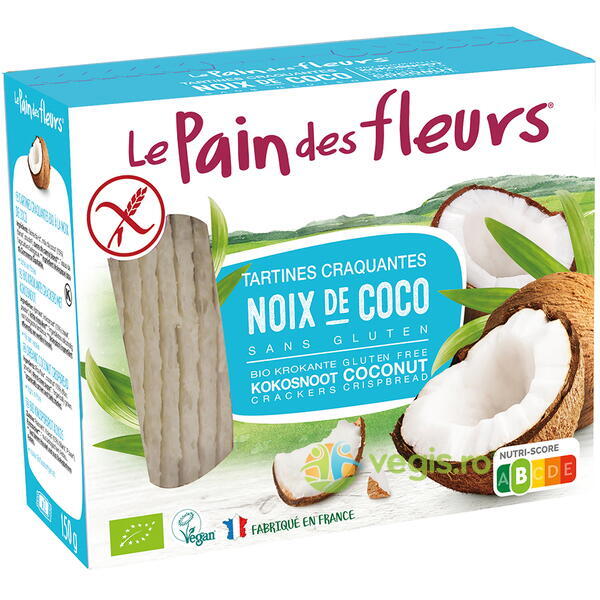 Turte Crocante cu Cocos fara Gluten Ecologice/Bio 150g, LE PAIN DES FLEURS, Gustari, Saratele, 1, Vegis.ro