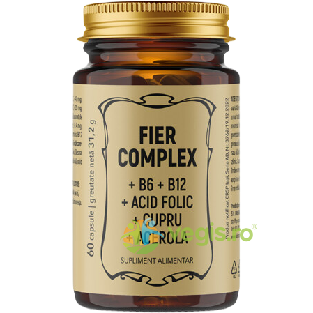Fier Complex + B6 + B12+ Acid Folic + Cupru + Acerola 60cps, REMEDIA, Vitamine, Minerale & Multivitamine, 1, Vegis.ro