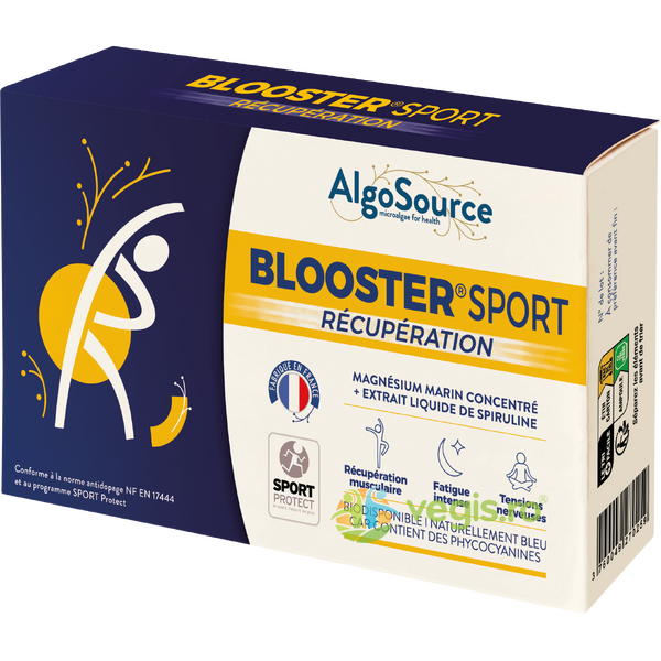 Blooster Sport Recuperare (Magneziu Marin Concentrat si Extract Lichid de Spirulina) 5 flacoane, ALGOSOURCE, Suplimente Lichide, 1, Vegis.ro