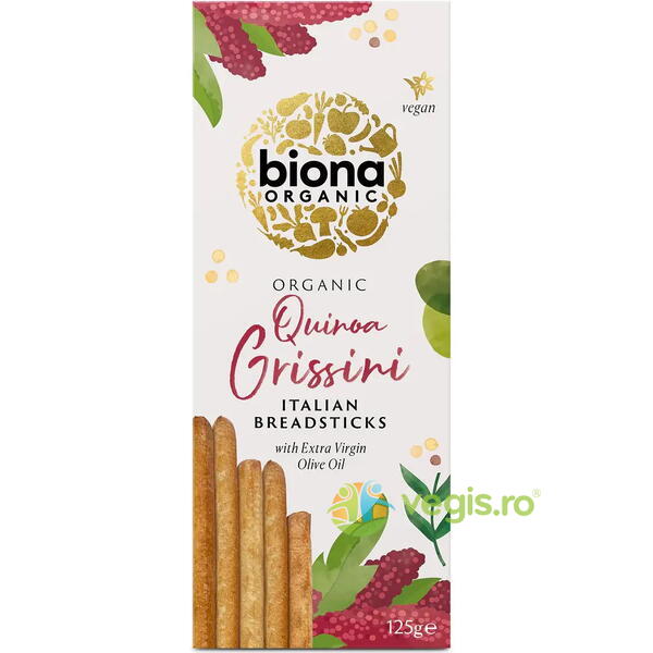 Grisine cu Quinoa si Ulei de Masline Ecologice/Bio 125g, BIONA, Gustari, Saratele, 1, Vegis.ro