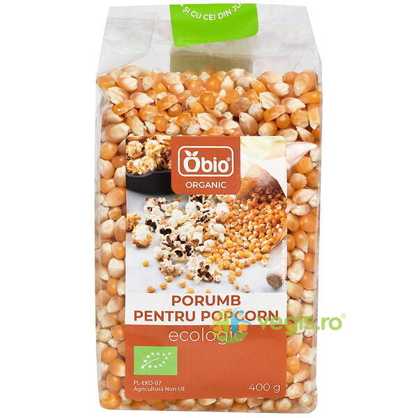Porumb pentru Popcorn Ecologic/Bio 400g, OBIO, Gustari, Saratele, 2, Vegis.ro
