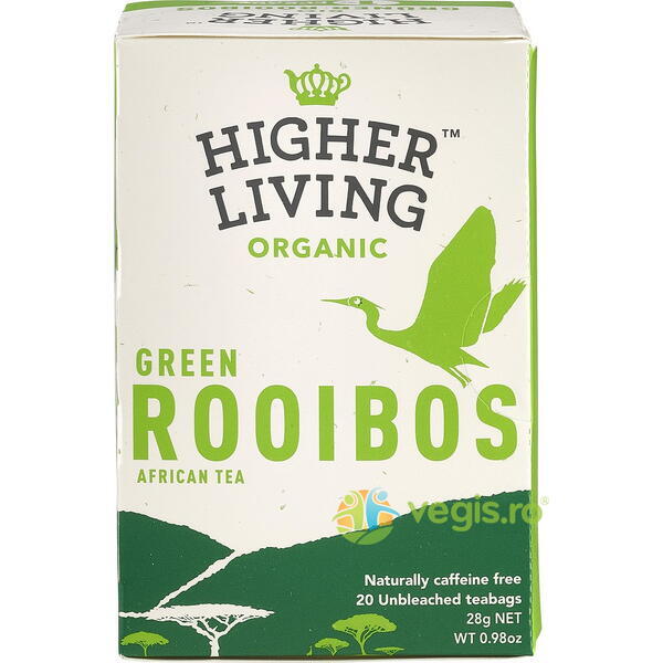 Ceai Verde Rooibos Ecologic/Bio 20 plicuri, HIGHER LIVING, Ceaiuri doze, 1, Vegis.ro