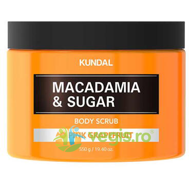 Scrub Natural Hidratant cu Macadamia si Zahar Pink Grapefruit 550ml, KUNDAL, Corp, 2, Vegis.ro