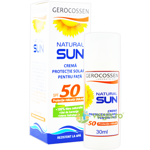 Crema Protectie Solara pentru Fata SPF50 Natural Sun 30ml, GEROCOSSEN, Plaja & Protectie Solara, 1, Vegis.ro