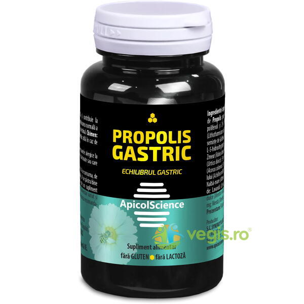 Propolis Gastric 60cps, APICOLSCIENCE, Capsule, Comprimate, 1, Vegis.ro