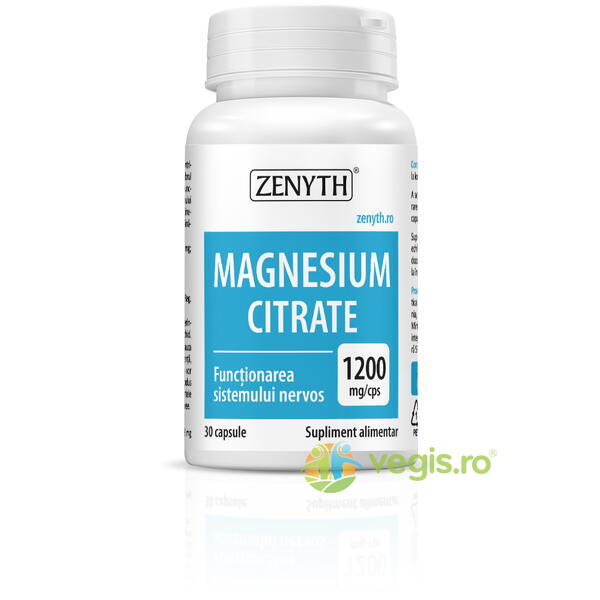 Magnesium Citrate 1200mg 30cps, ZENYTH PHARMA, Capsule, Comprimate, 3, Vegis.ro