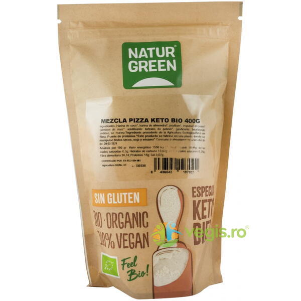 Premix pentru Pizza Keto fara Gluten Ecologic/Bio 400g, NATUR GREEN, Alimente BIO/ECO, 1, Vegis.ro