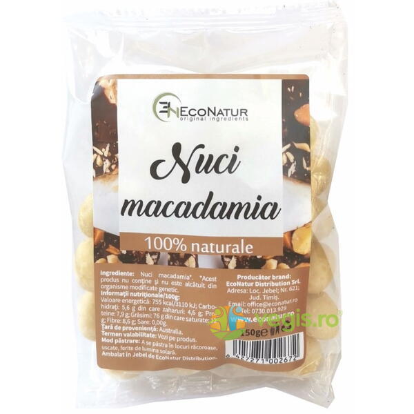 Nuci Macadamia 150g, ECO NATUR, Nuci, Seminte, 1, Vegis.ro