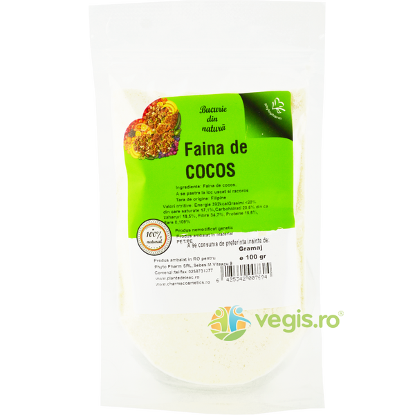 Faina de Cocos 100g, CHARME, Faina, Tarate, Grau, 1, Vegis.ro