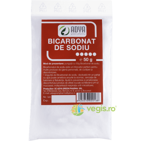Bicarbonat de Sodiu 50g, ADYA GREEN PHARMA, Pulberi & Pudre, 1, Vegis.ro